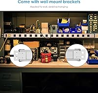 Vista 7 de JUNNUJ Tira de alimentación larga de metal con 16 tomas, regleta industrial de alta resistencia con amplio espaciado para garaje con cable de 4 pies