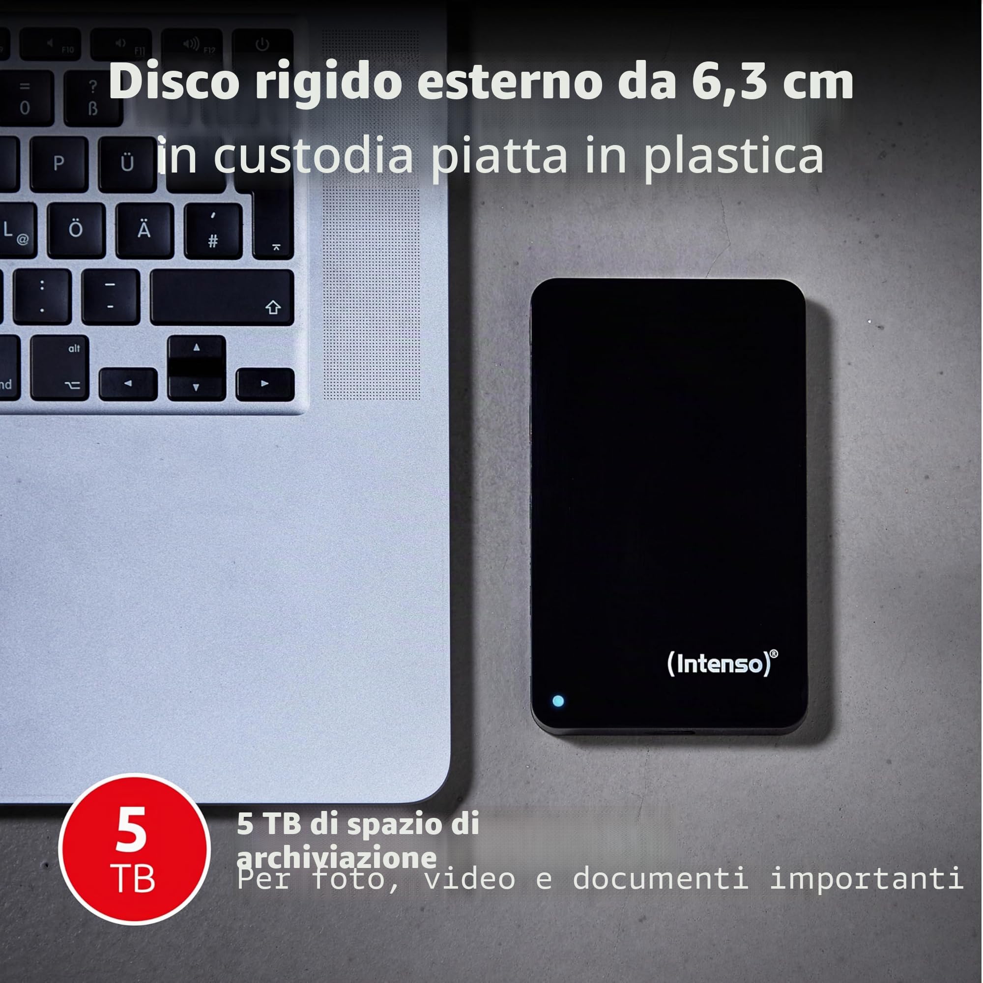Intenso 6021513 Memory Case - Hard Drive portatile 5 TB, 2.5", USB 3.0, 5400 RPM, 8 MB di cache, nero