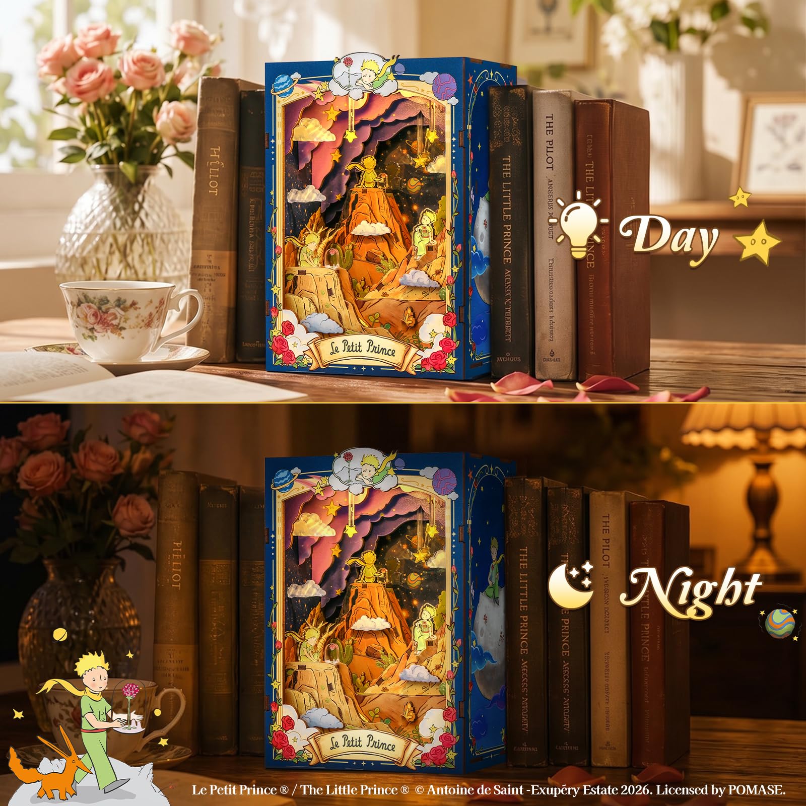 CUTEBEE Book Nook – El Principito Planeta & Rosa Maqueta 3D Madera