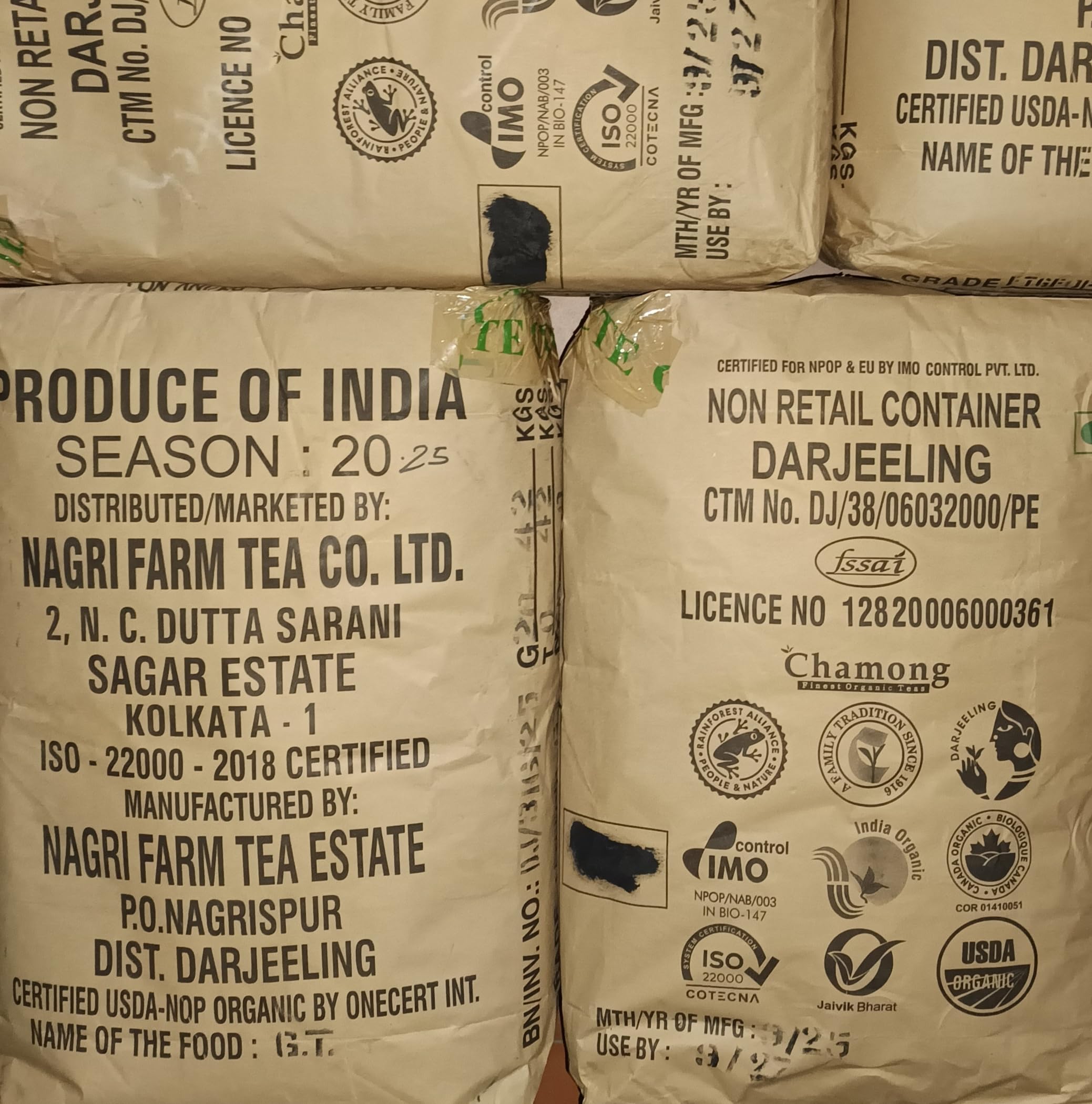 Darjeeling Grüner Tee Bio, Ernte 2025, FTGFOP1, 1000g, lose, Teegarten Nagri Farm, Gesschmack: blumig, zartbitter; dabei mild und frisch
