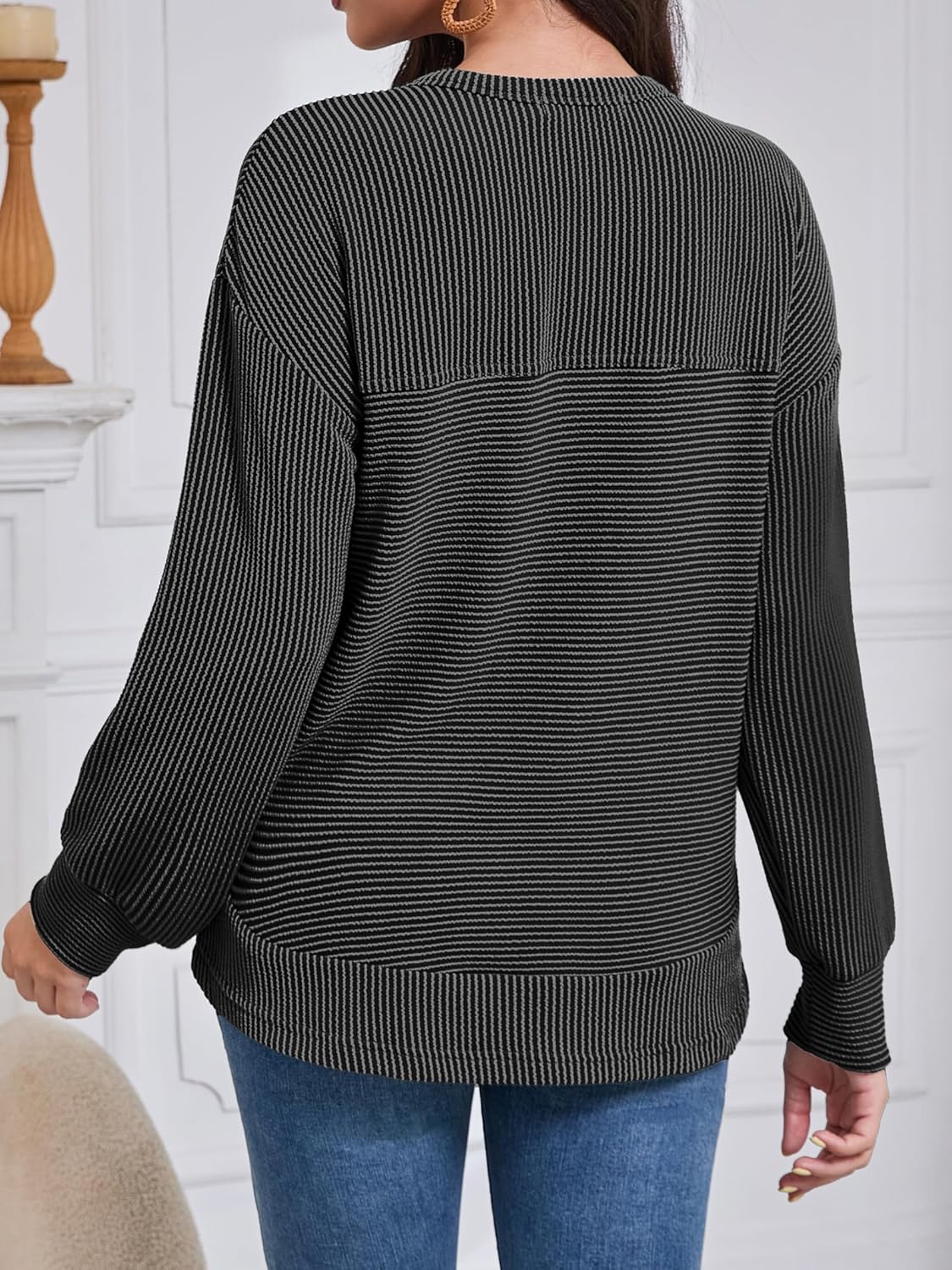 Henley Shirts for Women Long Sleeve Waffle Knit Tops - Fall Fashion Must Haves Tunic Style Blouse & Casual Shirt - Image 2