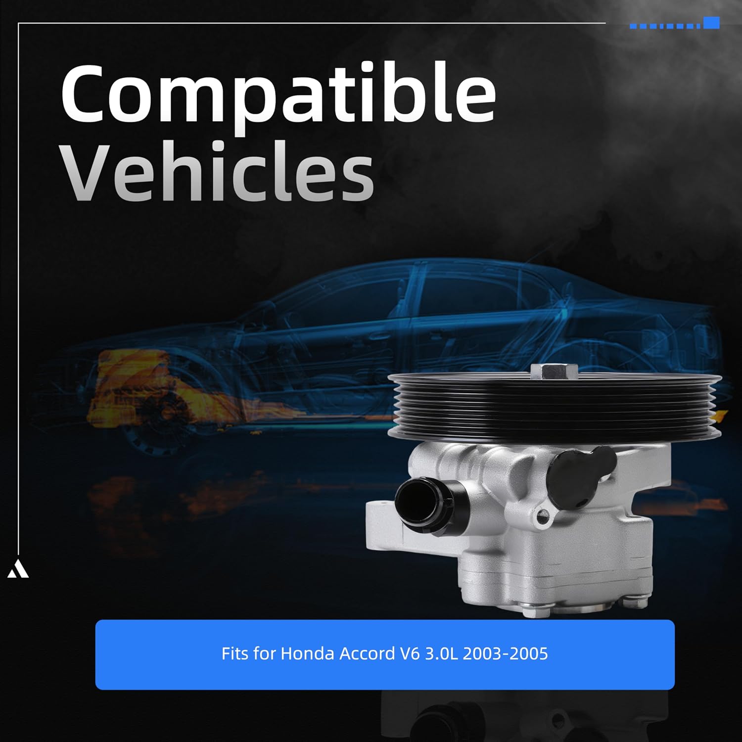 Power Steering Pump with Pulley, with Steering Pressure Hose Line, for Honda Accord 2003-2005, V6 3.0L, Power Assist Pump Replace# 96-5349 56110RDJA02, 53713SDBA01, 3401202