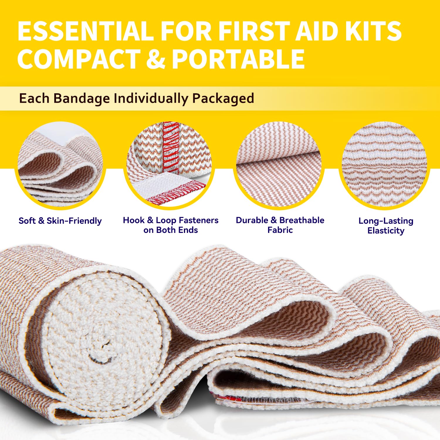 FRESINIDER Premium Elastic Bandage Wrap 3 Inch, 4 Pack, Hook and Loop — Amazon image 6