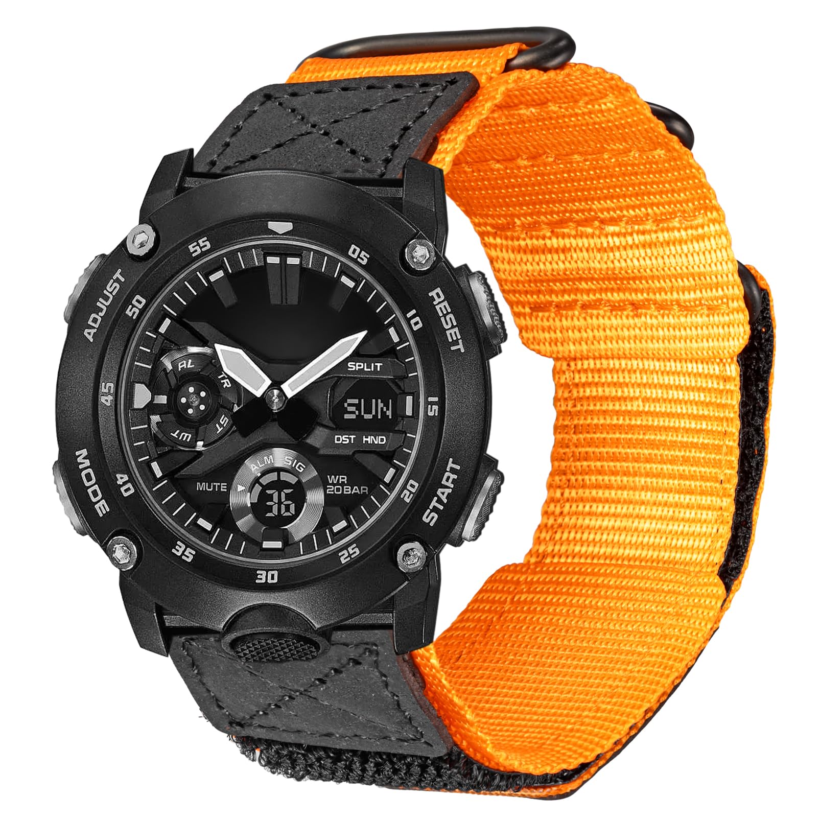 DAVILANEWatch Band Strap for Casio GA2000, Super Rugged Nylon Sports Strap（Band Width : 24mm）