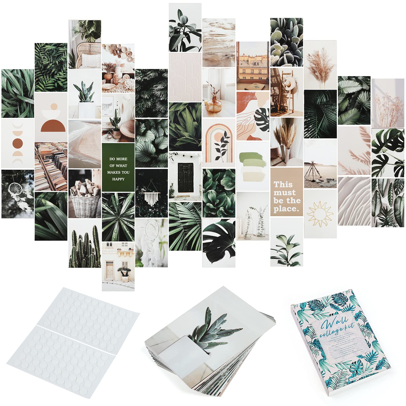 VIPITH Wall Collage Kit,Photo Collage Kit for Wall Aesthetic Pictures 50 Set 4x6 Inch Forest Boho Pastorable Cards for Room Wall Art Decor VSCO Girls Bedroom Decoration Posters Dorm Photo Collection