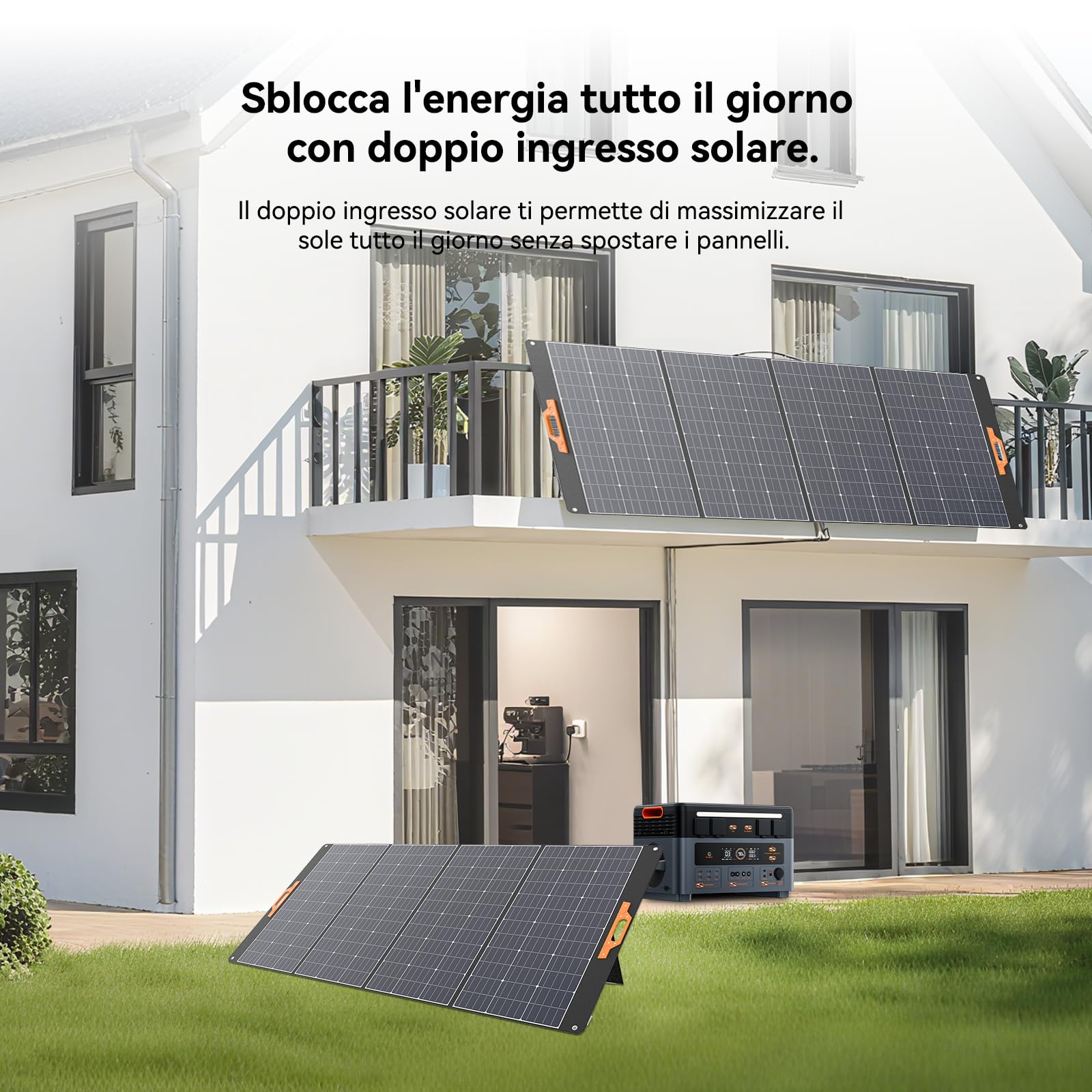 OSCAL PowerMax 2400Pro Centrale Elettrica Portatile (Modello 2025 aggiornato), batteria LiFePO4 2016 Wh, 2400W(Picco 4800W), on/off grid, Due altoparlanti, UPS 5ms, ideale per camp/camper/emergenze