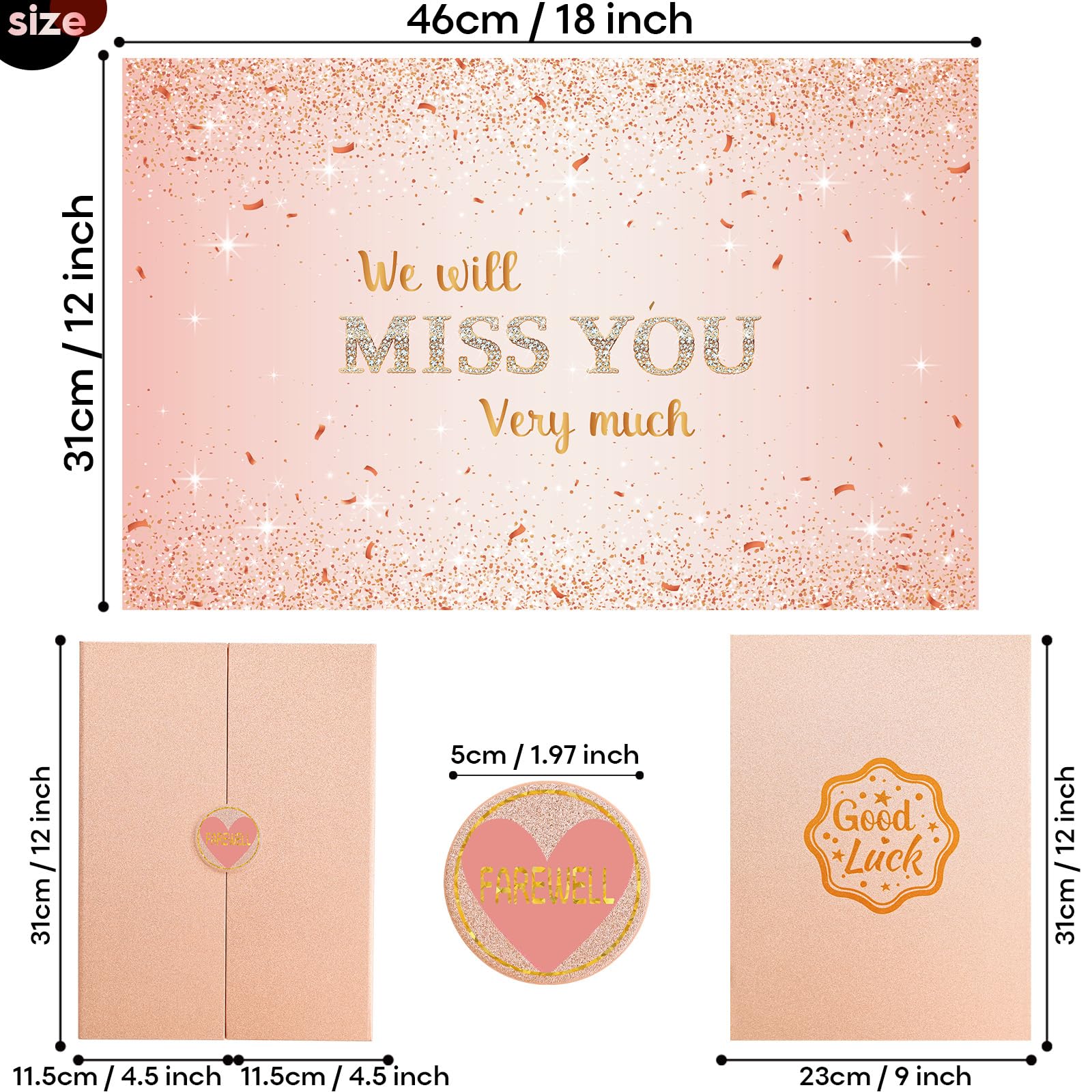 Farewell Guest Book Rose Gold Farewell Gifts for Coworkers Friends We Will Miss You Signing Guestbook Alternative Retirement Going Away Signature Sign Card Board Keepsake Party Decorations for Women - Image 2