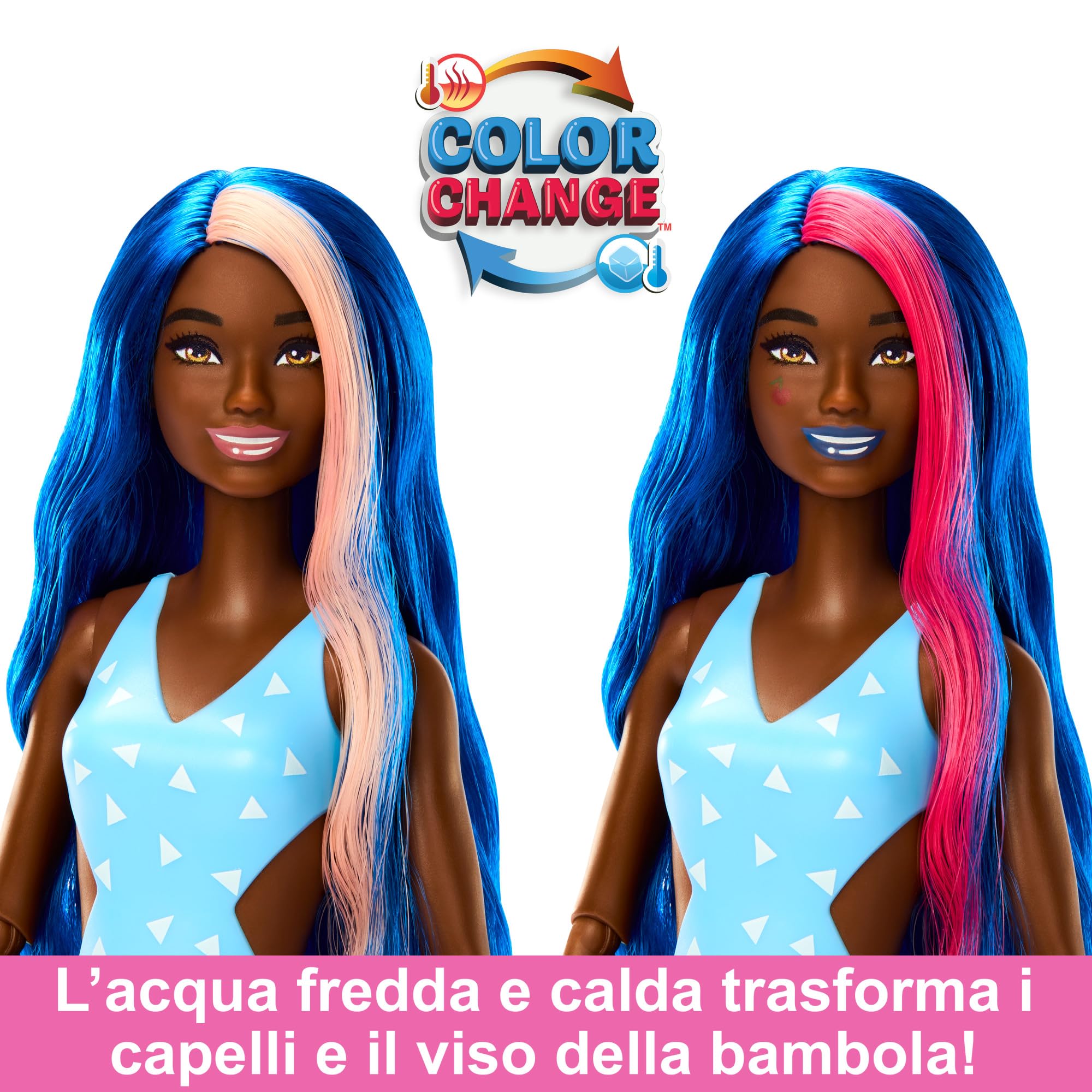 Barbie - Pop Reveal Serie Frutta, Bambola a Tema Punch di Frutta con 8 sorprese profumate e con Effetto Cambia Colore, Cucciolo e Accessori Slime Inclusi, Giocattolo per Bambini, 3+ Anni, HNW42