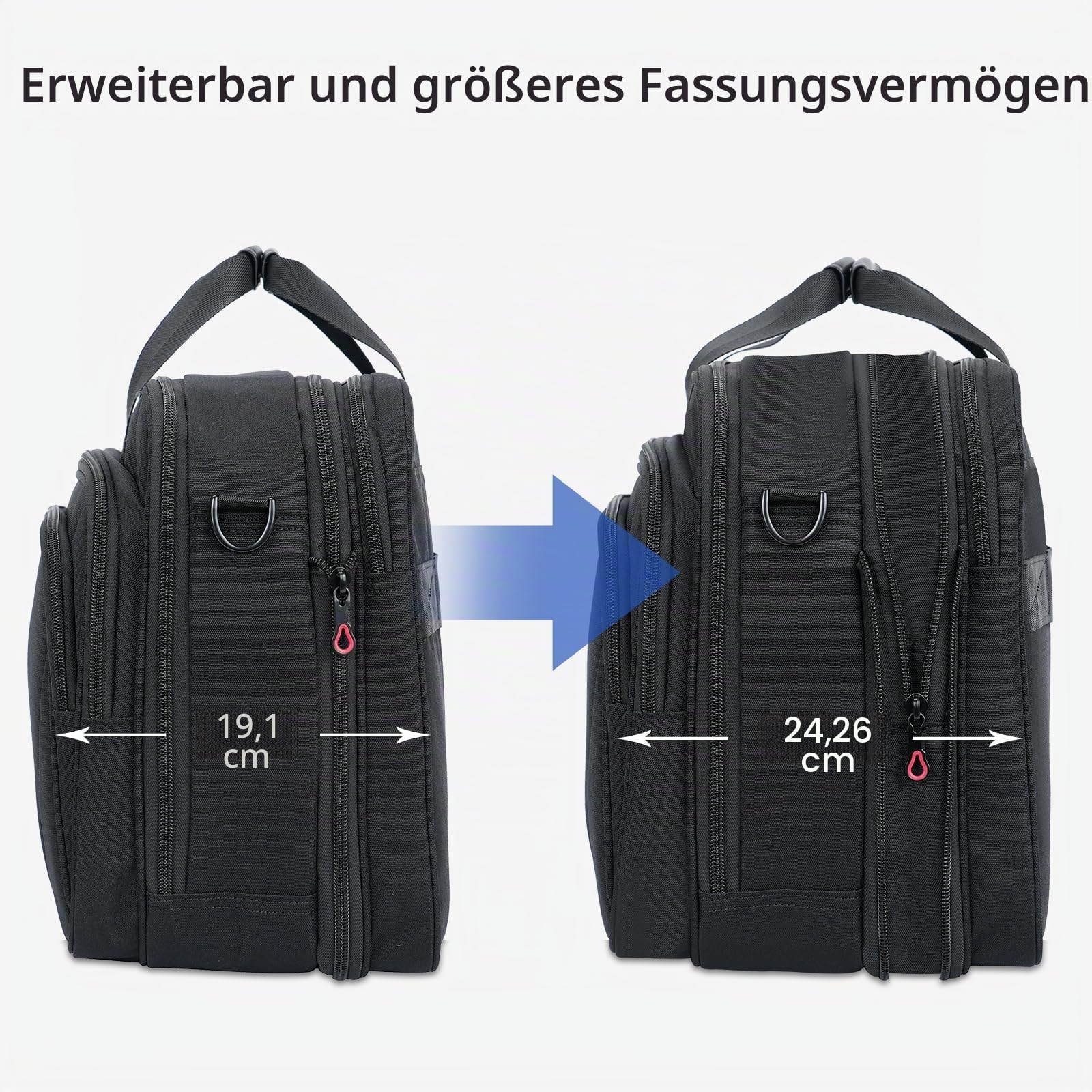 KROSER Laptoptasche 18 Zoll Handtasche bis 17,3 Zoll Laptop, Schwarz/Grau