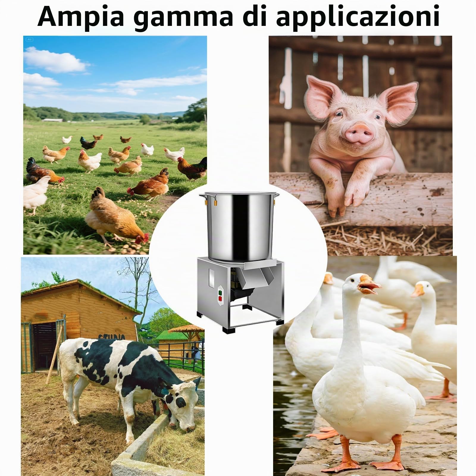 Robot Da Cucina Multifunzionale, Tritatutto Elettrico Professionale per Verdure, 3500 Giri/Min, Grattugia in Acciaio Inox, Per Mangimi per Animali, Verdure, Cereali, Arachidi, Zenzero E Aglio