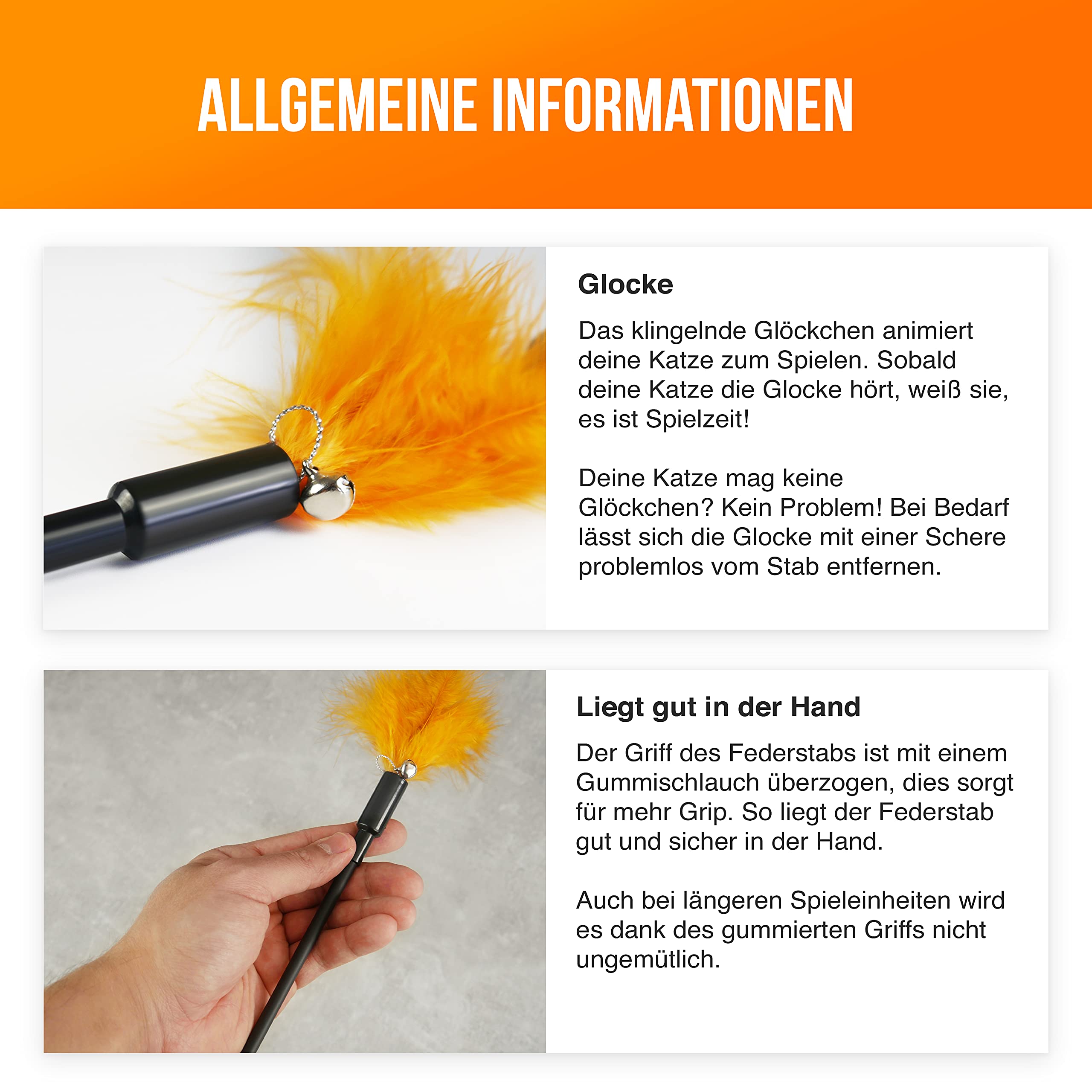 Katzenspielzeug mit Feder | Birdy | Interaktiver Federstab | Federwedel | 3er Pack