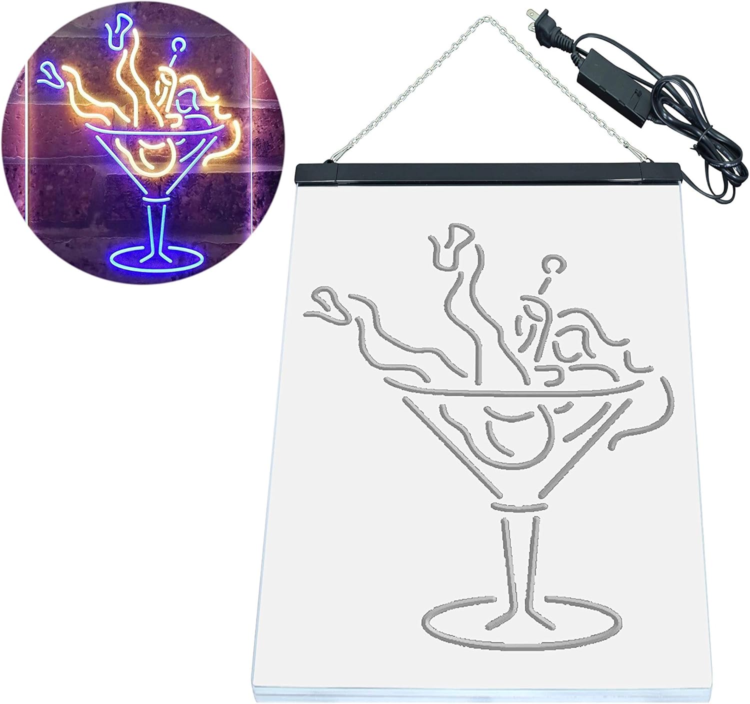 ADVPRO Lady in Cocktails Glass Bar Wine Dual Color LED Neon Sign Blue & Yellow 16" x 24" st6s46-i2192-by