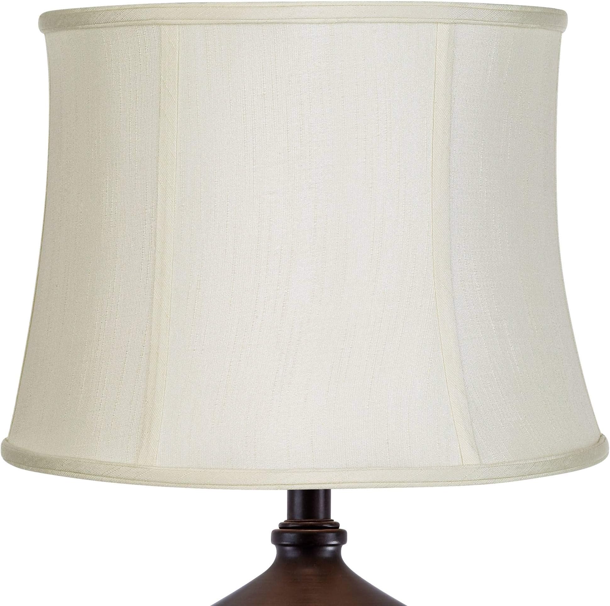 Creme Classic Large Drum Lamp Shade 14" Top x 16" Bottom x 12" High (Spider) Replacement with Harp and Finial