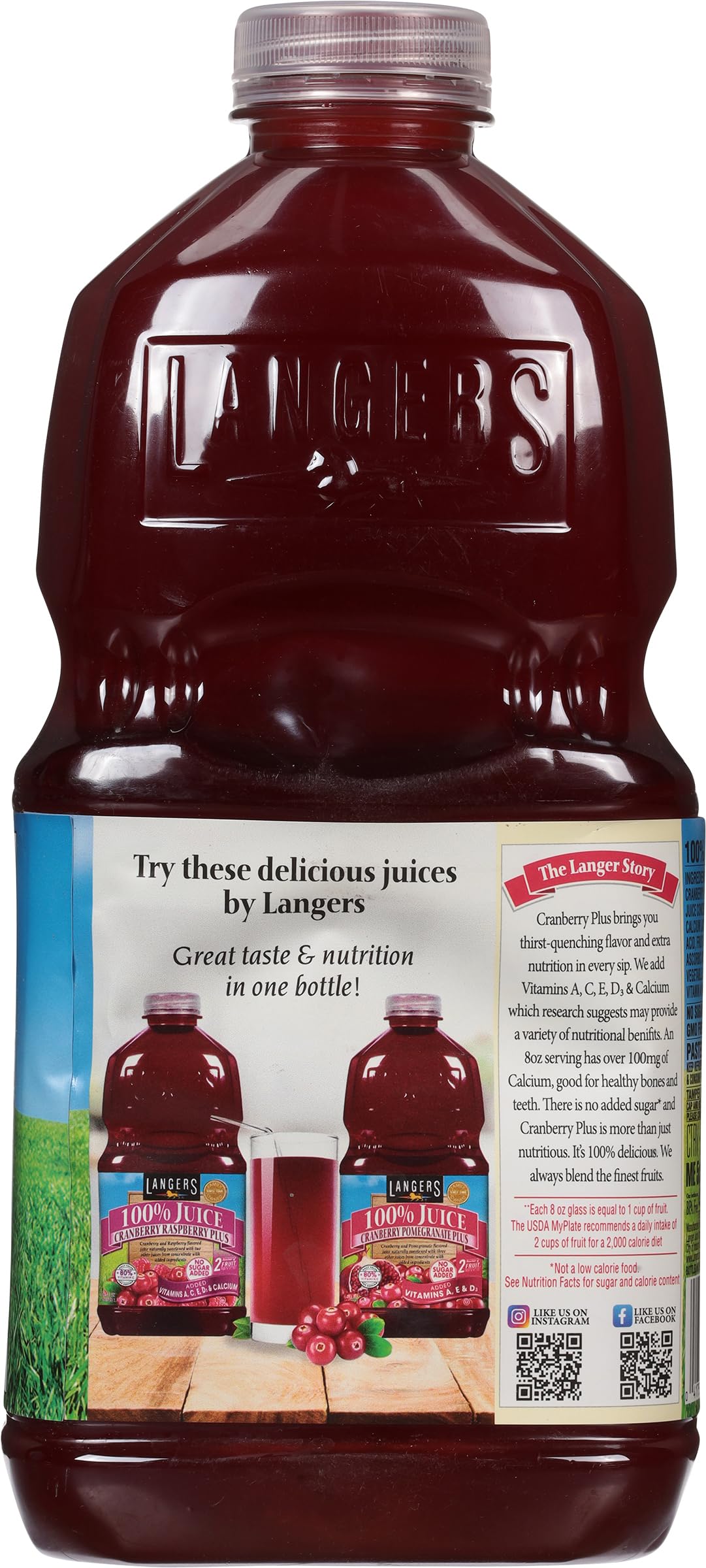 Langers Juice, Cranberry Plus, 64 Fl Oz (Pack of 8)