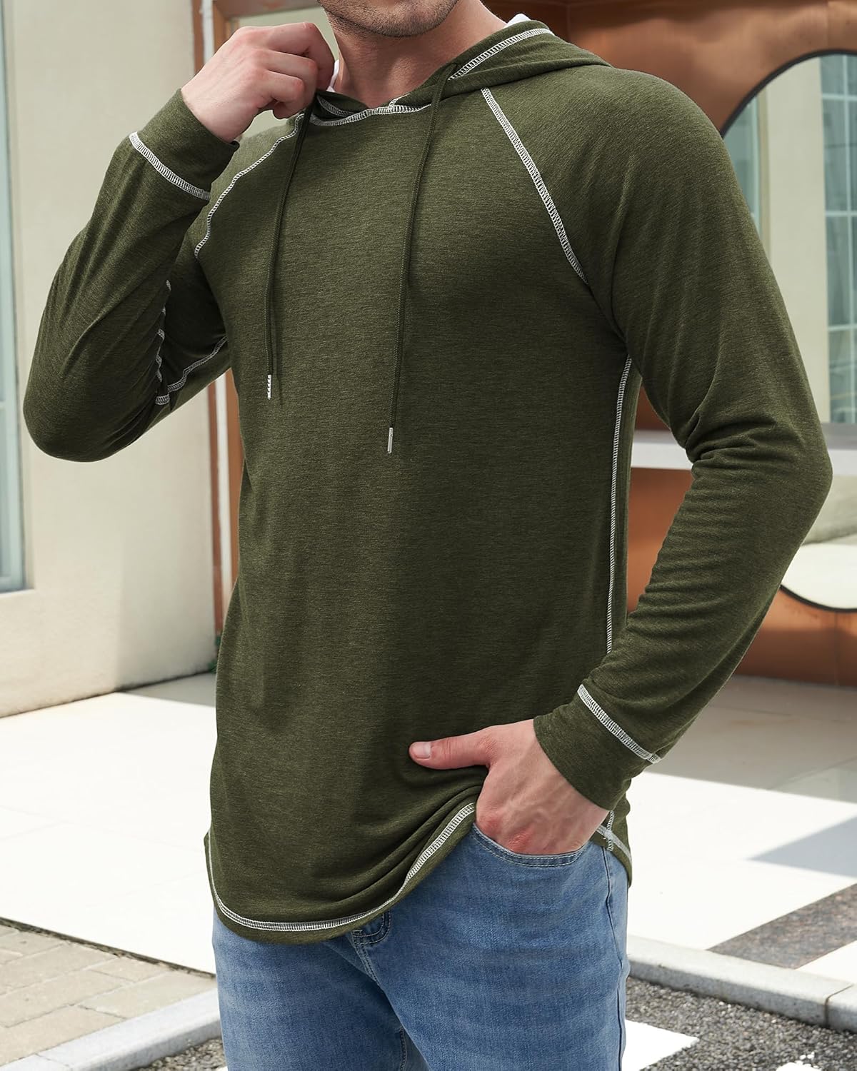 Aiyino Men's Long Sleeve Hoodie Workout Gym Sweatshirt Muscle Fit Fashion Athletic Hoodies Pullover Hooded T-Shirts - Image 4