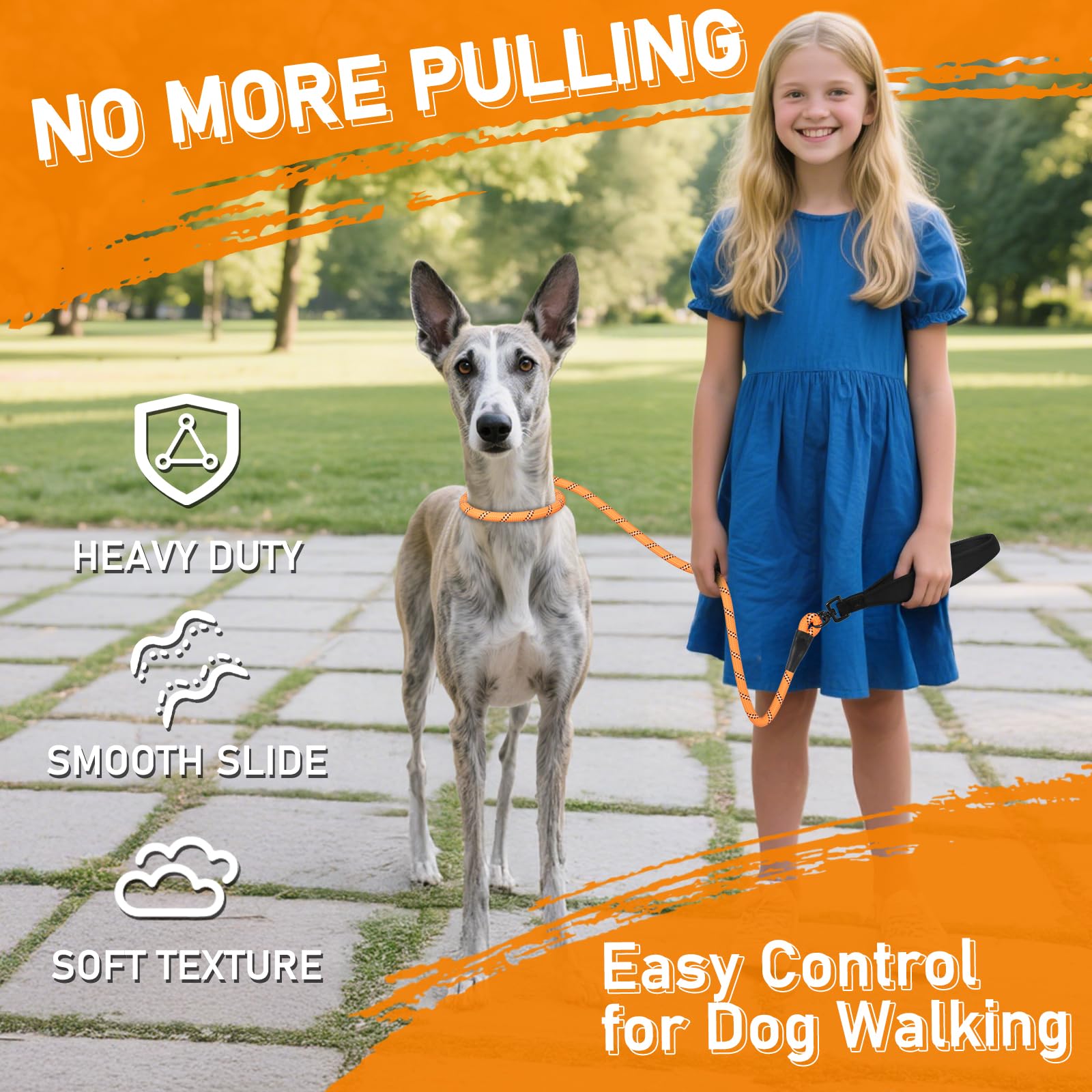 Kdsvakd Slip Lead for Dogs Anti Pull Dog Training Leads with 360° Comfortable Padded Handle and Collar Attachment - Image 3