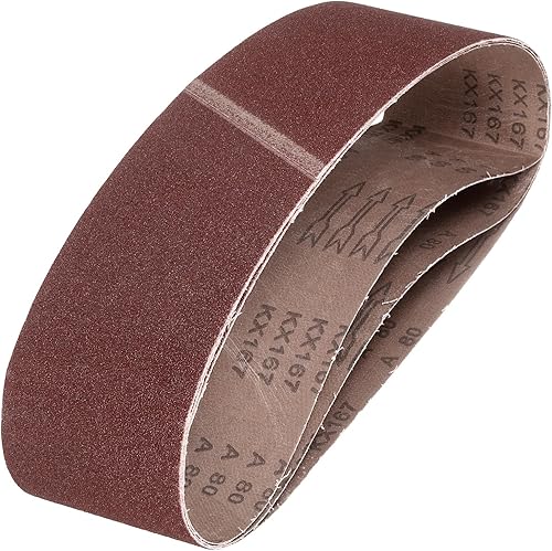 Miniatura 59 de HARFINGTON 3 correas de lijado de 18 pulgadas, 12 unidades de 60 granos de óxido de aluminio abrasivo de lijadora para carpintería, pulido de metal,