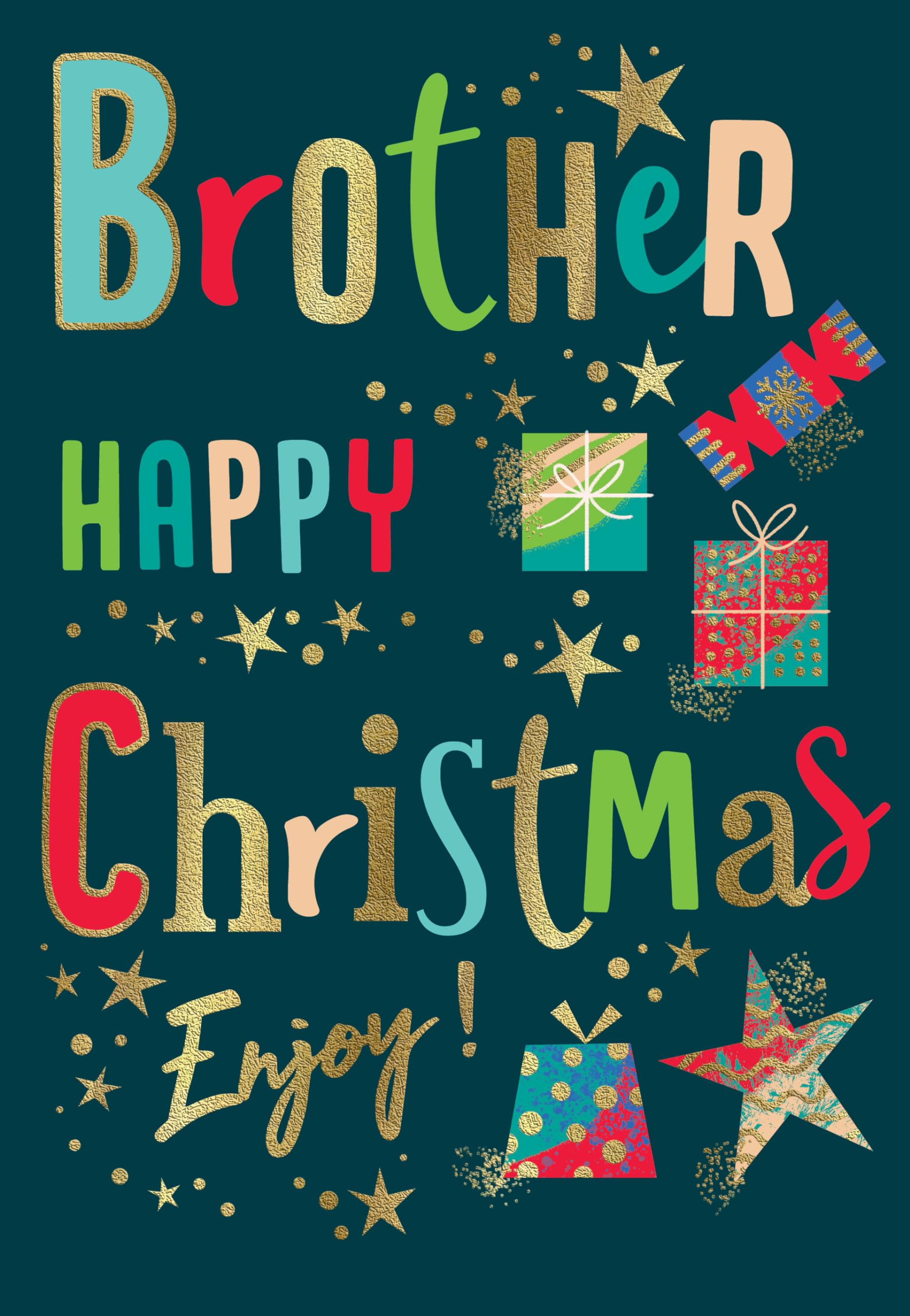 Avant Garde Studios Modern Christmas Card, Brother, teal - 9 x 6 inches - Piccadilly Greetings