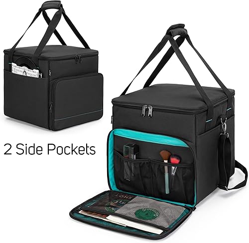 Miniatura 3 de LoDrid Bolsa de transporte para discos de vinilo con almohadilla acolchada inferior, estuche de almacenamiento para álbum con 2 divisores