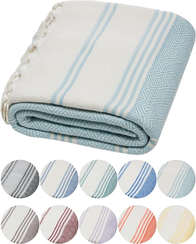 Toalla de baño suave de algodón turco orgánico – Peshtemal de lujo de gran tamaño para baño, toalla de baño – Toalla de playa ligera de secado rápido – Prelavada, tejido de diamante, 71 x 36 pulgadas (azul pizarra)