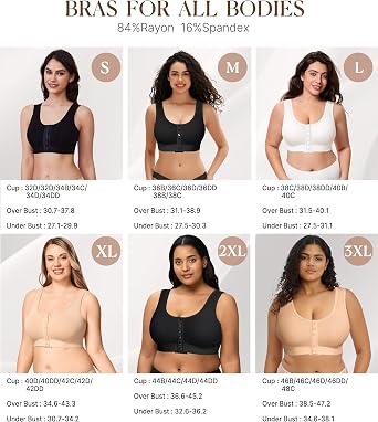 BRABIC Front Closure Compression Full Coverage Bras for Women Post Surgery Everyday
