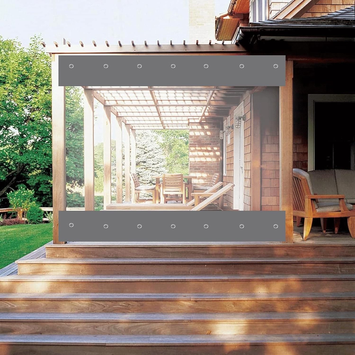 ZWYSL Cortinas de Balcón de Gazebos Al Aire Libre Cortina de Lona Transparente Multiusos Impermeable de PVC con Ojales para Pérgola, Porche, Cenador, Jardín (Color : Transparent, Size : 3x2m)