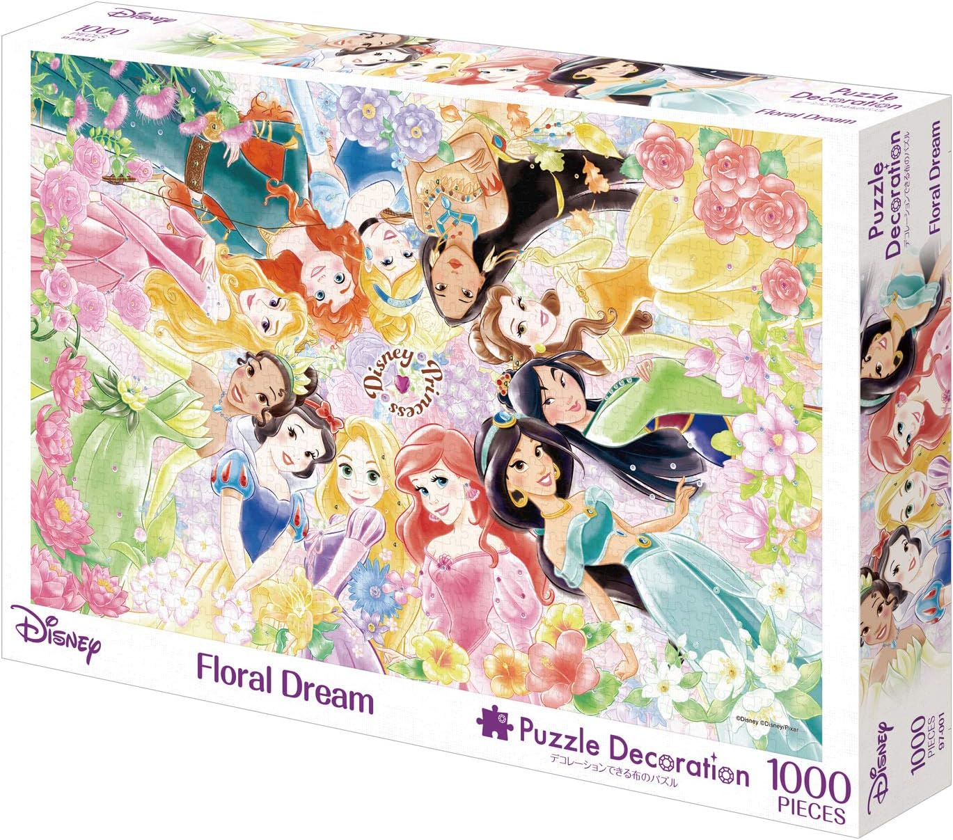 EPOCH 97-001 Disney Floral Dream Jigsaw Puzzle 1000 Piece Jigsaw Puzzle (50 x 75 cm) 97-001 with Glue and Spatula, Decorative Parts Included