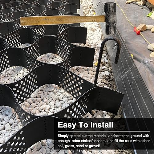 Miniatura 10 de HWLL Estabilizador de pavimentación de rejilla de grava de guisante - Rejillas permeables de polietileno de polietileno Geocell HDPE de 2 pulgadas,