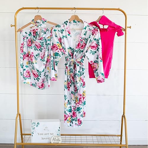 Miniatura 7 de RNOONY Mommy and Me Robe and Swaddle Set, Maternity Robe for Hospital-Delivery, Mom and Baby Matching Outfits Hospital