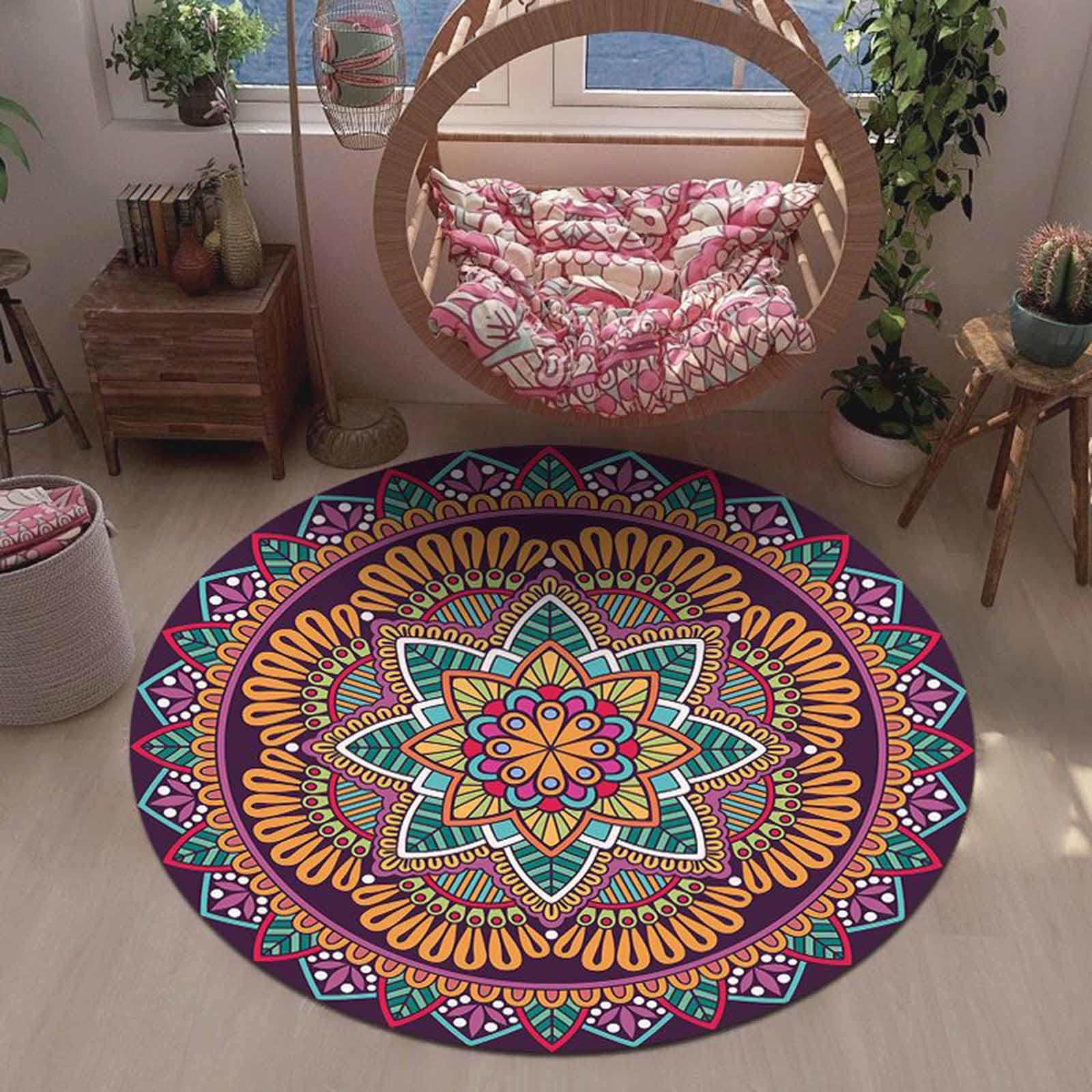 Tapis Ronds Classiques pour Chambre à Coucher Multicolore 60cm 80cm 100cm 120cm 140cm 160cm 180cm 200cm Tapis Extra Large Salle de Classe Salon
