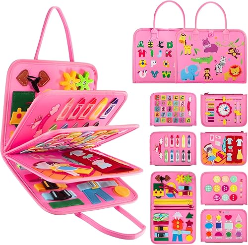 Busy Board - Juguetes Montessori para niños y niñas de 1, 2, 3, 4 años, tablero sensorial para niños pequeños de 1 a 3 años, actividades