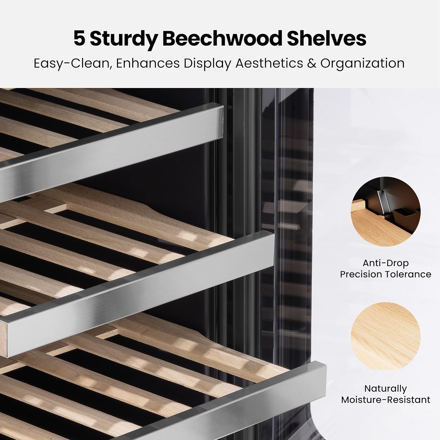 15 inch Wine Fridge Cooler 29 Bottles Dual Zone Wine Refrigerator Under Counter with Glass Door 3 LED Built-in or Freestanding Fridge Adjustable Shelves for Home Bar Kitchen 3.0 cu.ft