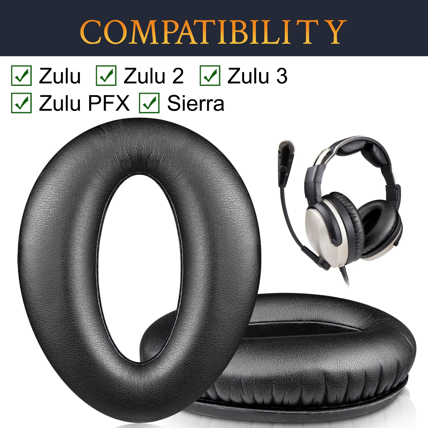 SOULWIT Professional Replacement Earpads Cushions for Lightspeed Zulu Zulu2, Zulu3, Zulu PFX, Sierra Aviation Headset - Image 2