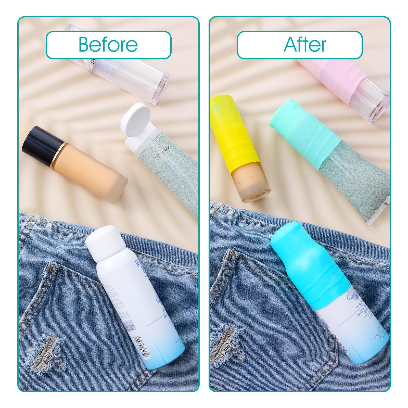 Tyqour 10 Pack Elastic Sleeves for Leak Proofing Silicone Bottle Covers Travel Essentials, Fits Various Travel Size Bottles - Image 4