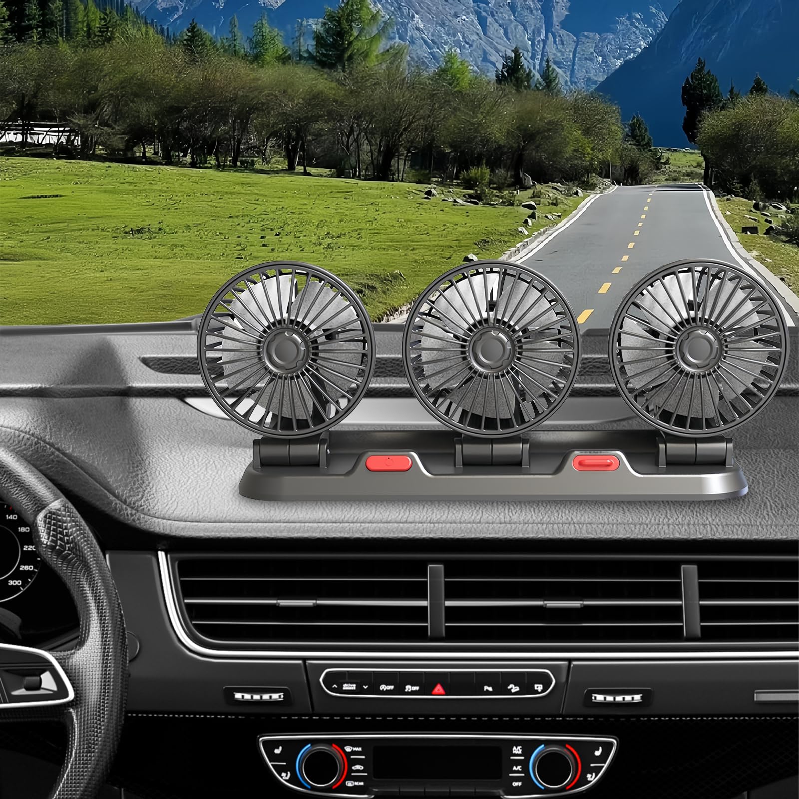 BORDEAG Ventilatore Elettrico Per Auto USB, ventilatore per sedile posteriore, ventola di rotazione a 360°, ventilatore da 12 V, ventilatore per auto, per camion Van Suv Rv