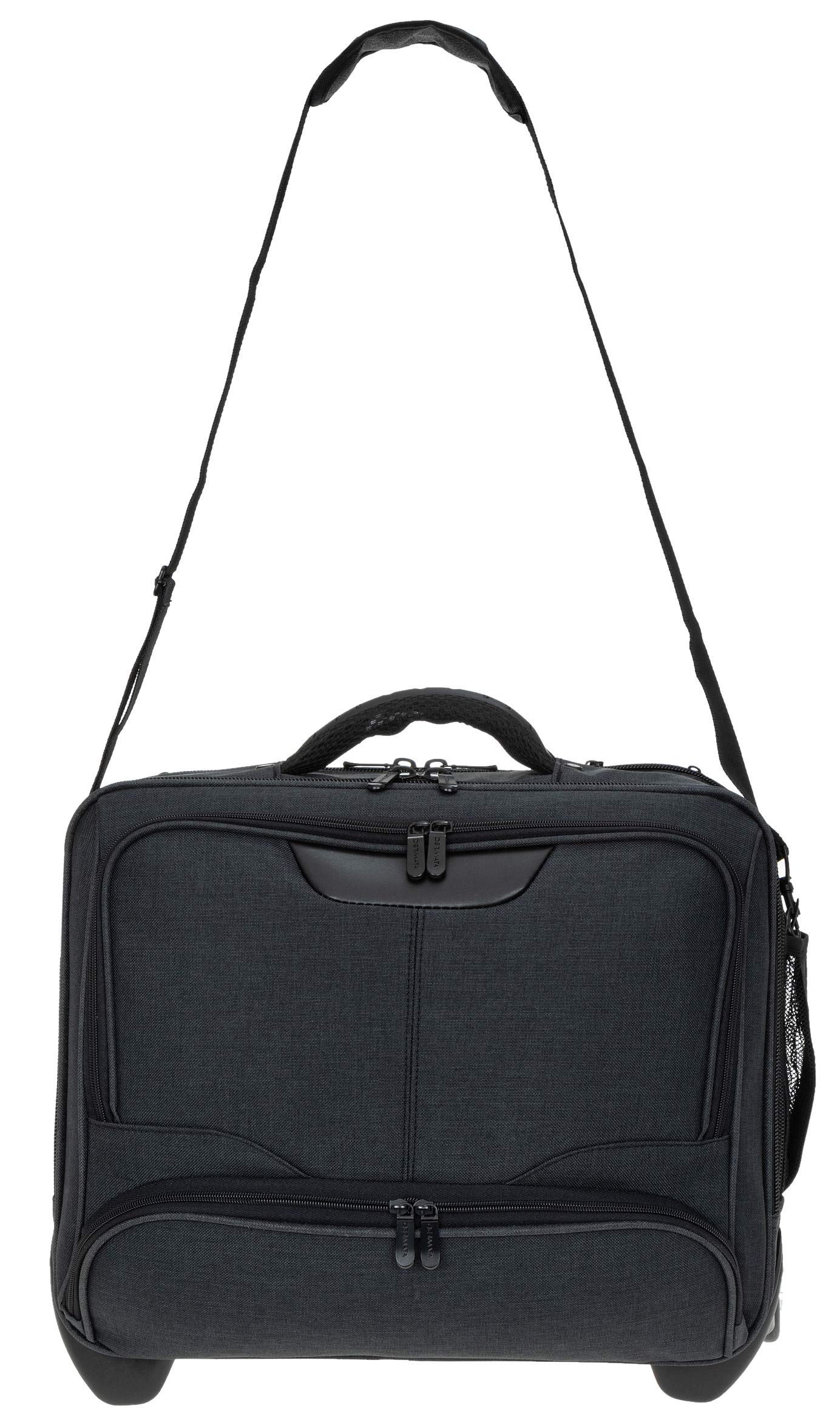 Trolley Pilotentrolly mit Notebook - Polstertasche Trolly 17 Zoll + Ledermäppchen (ANTHRAZIT Two Tone)