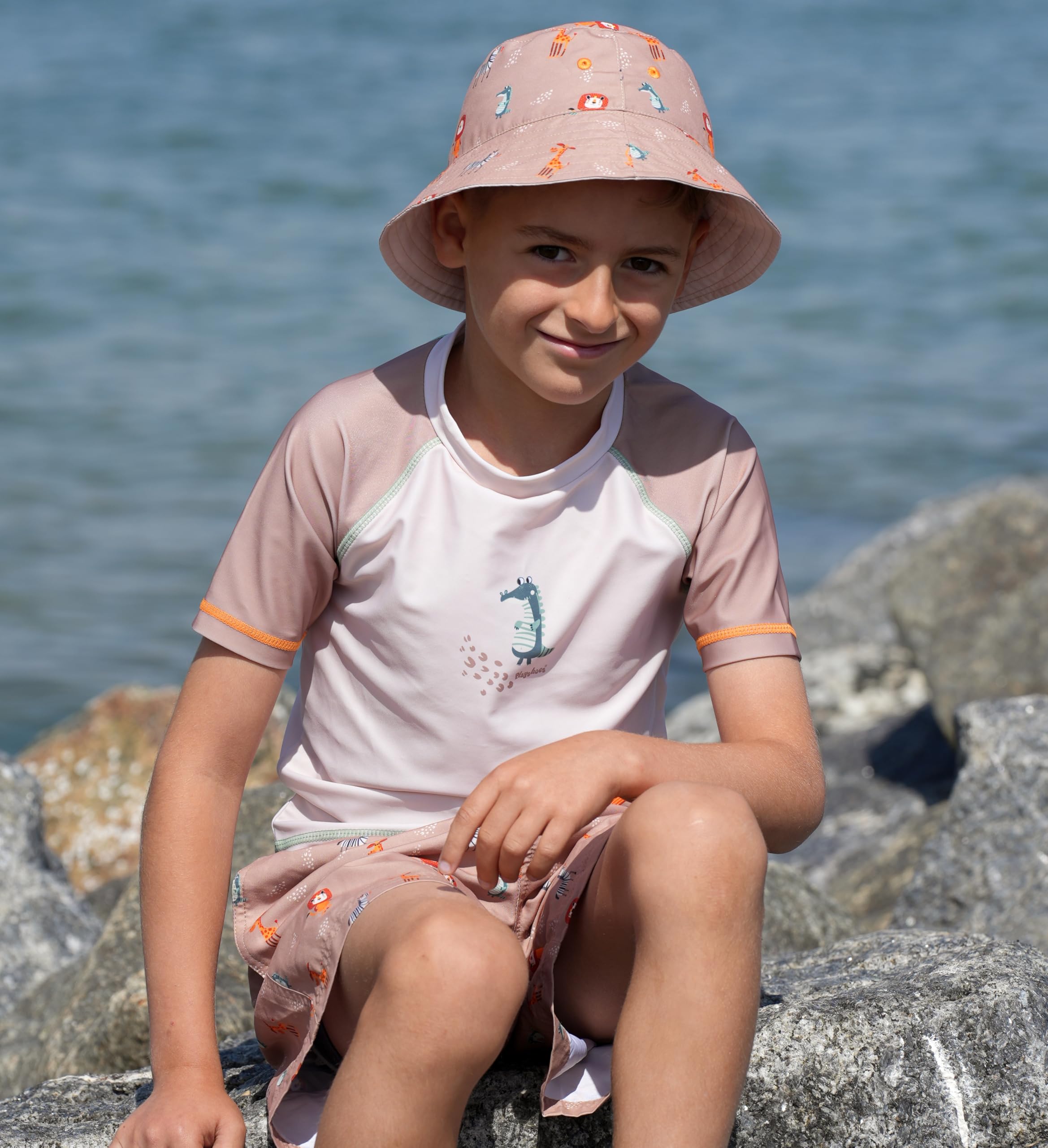 Playshoes Dwuczęściowy zestaw kąpielowy, kostium kąpielowy + kapelusz przeciwsłoneczny z ochroną UV 50+ ochrona przed słońcem