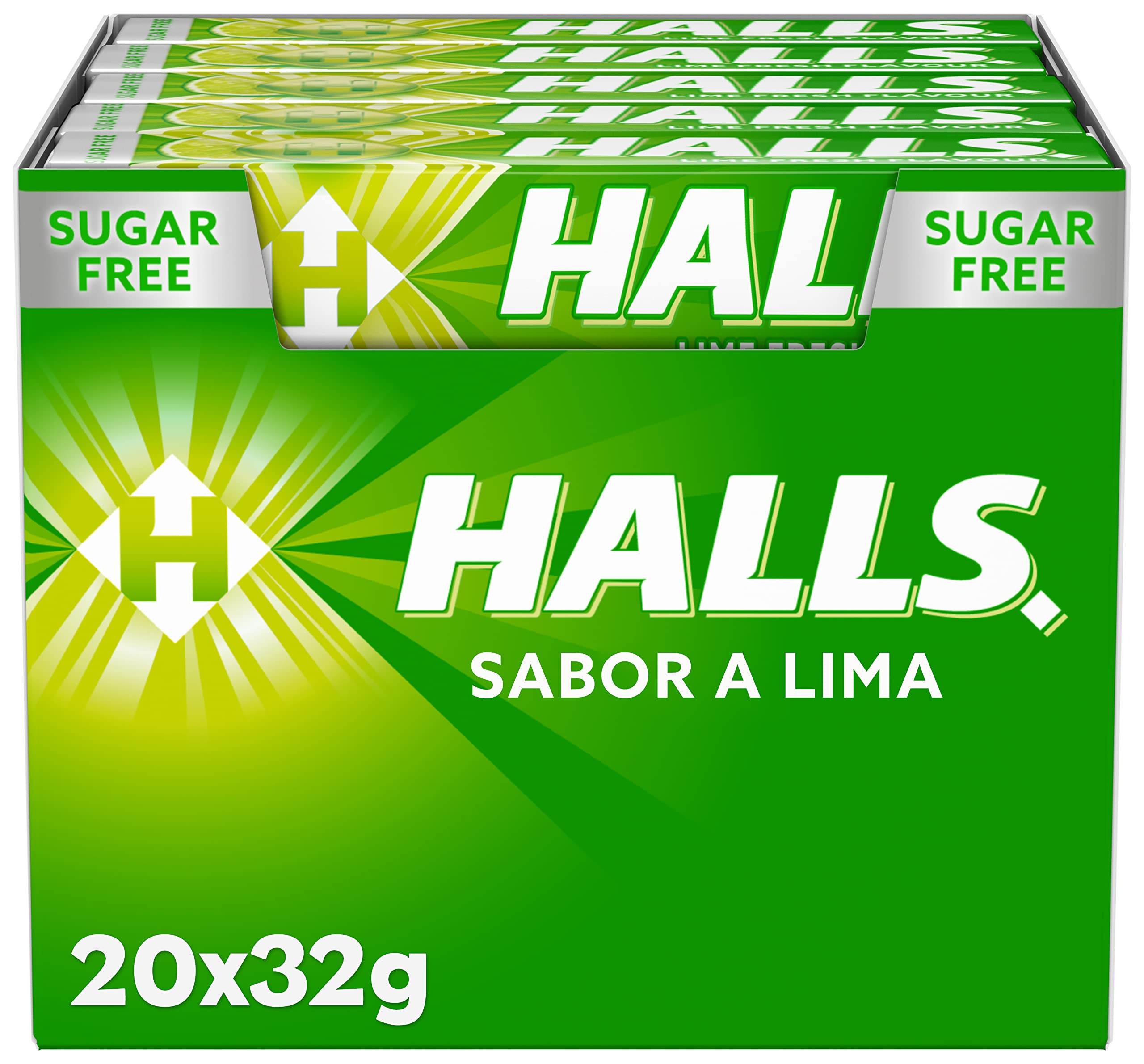 Caramelo Sin Azúcar Halls Lima Caja 20 Sticks 32g