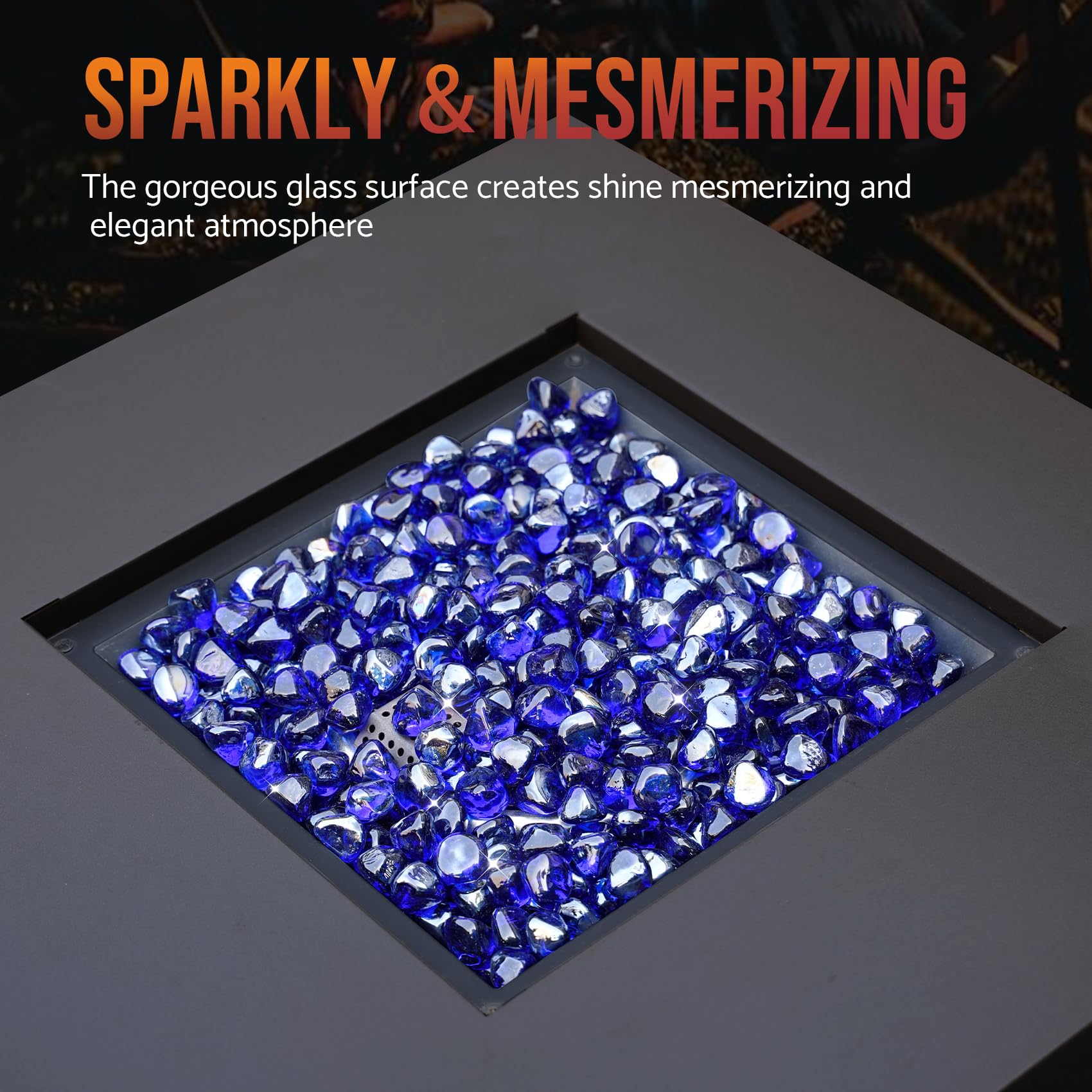 Cobalt Blue Fire Glass Diamonds - Stunning Fire Pit & Fireplace -5