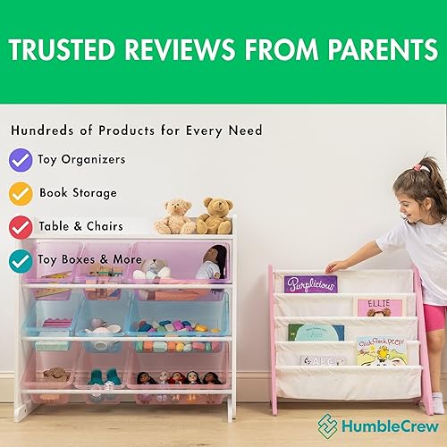 Miniatura 101 de Humble Crew Librero de almacenamiento para libros infantiles, gris/blanco, 4 niveles Gris/Blanco,verde (camo green),Gris/rosado,Madera