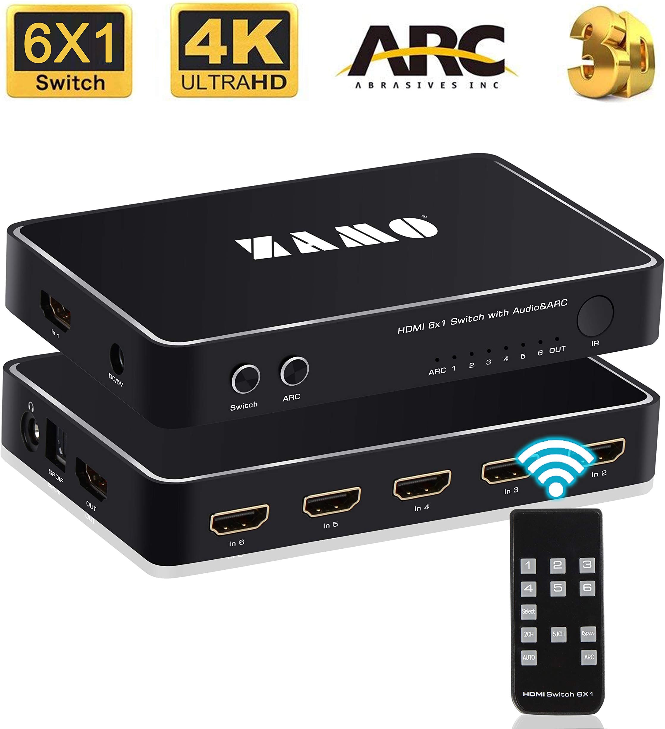 ZAMO 6 Port HDMI Switch, 6 in 1 Out HDMI Switch Support 1080P 3D (6x1 HDMI)
