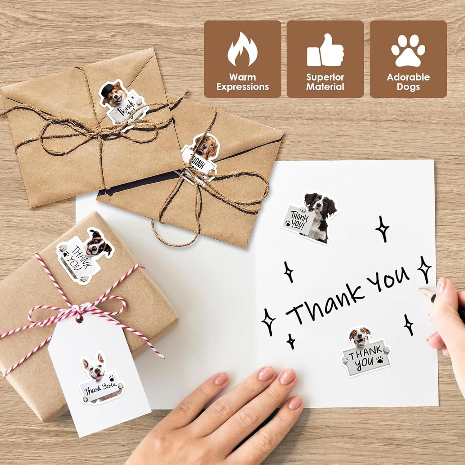 Dog Thank You Stickers,1000pcs 1.5 Inch Eye-Catching Packaging Label Stickers Self-Adhesive Labels for Envelopes Gift Wrap Craft (Dog) image 4