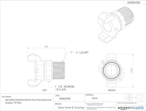 Miniatura 9 de Dixon GAM - Manguera de aire de acero bañado en la serie GAM, acoplamiento universal King, NPT macho, 1