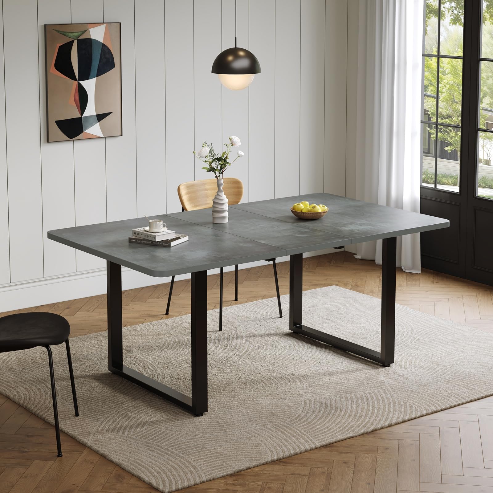 Table à Manger Extensible 140/180/220x80cm pour 6-10 Personnes,Gris