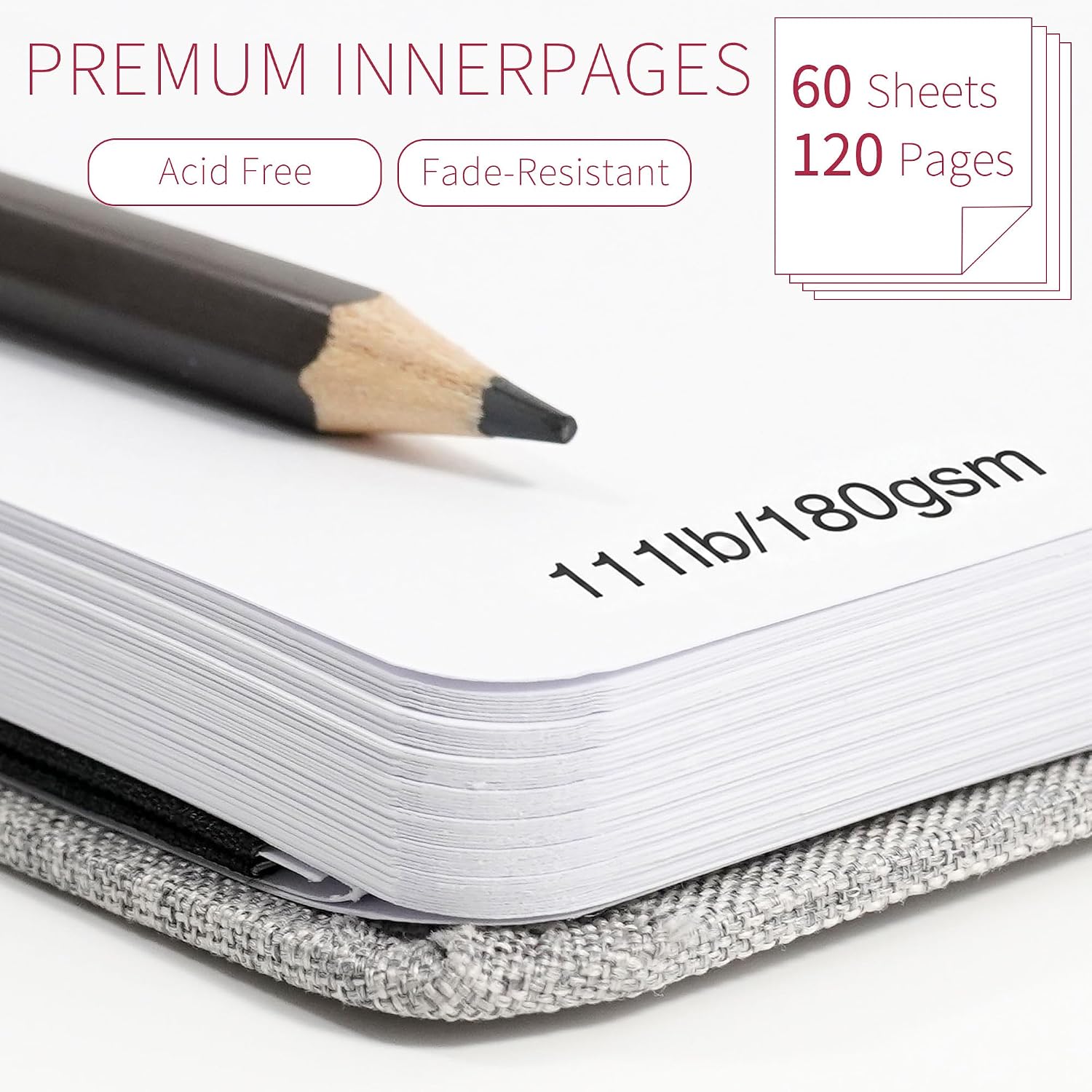Vienrose 8.3"x8.3" Sketch Books, Linen Cover Sketching Book with Acid-Free Paper, 111lb/180gsm Drawing Pad for Kids, Beginners & Professionals, Art Supplies for Adults & Students(Black, 60 Sheets) image 4