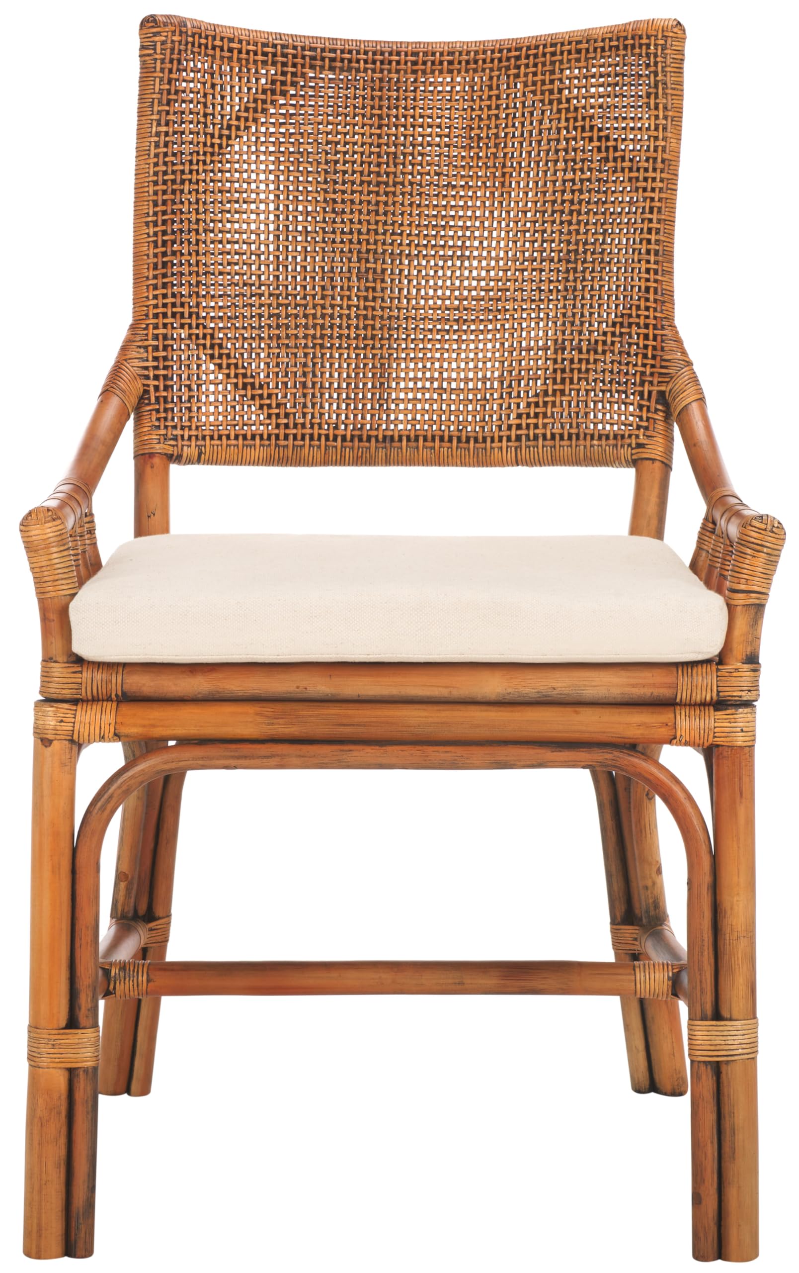SAFAVIEH Home Collection Donatella Tropical Coastal Honey & White Rattan Chair