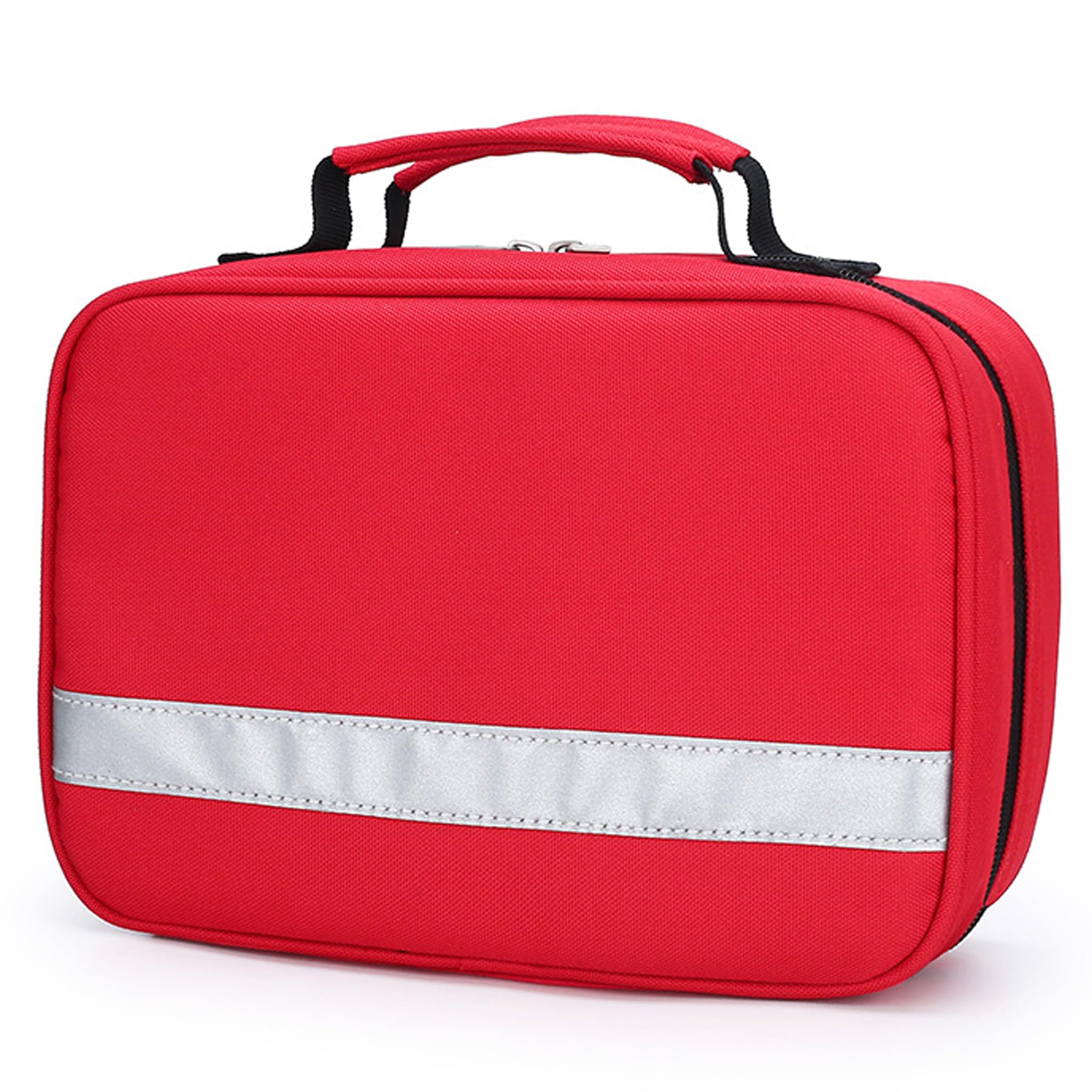 Bolsa de primeros auxilios vacía, bolsa de primeros auxilios impermeable aislada vacía con asa, de emergencia con cremallera para viajes en casa, coche, oficina, rojo, 10x7x4 pulgadas