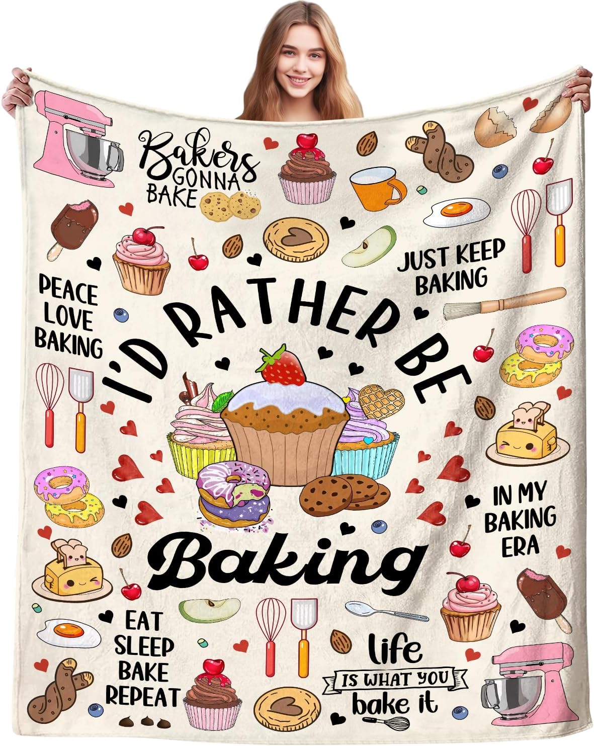 Baker Blanket Baking Gifts for Women Cookie Lovers,Bakers Accessories Stuff Baking Throw Blankets,Baker Gifts for Tweens Girls Friend 60"x50"