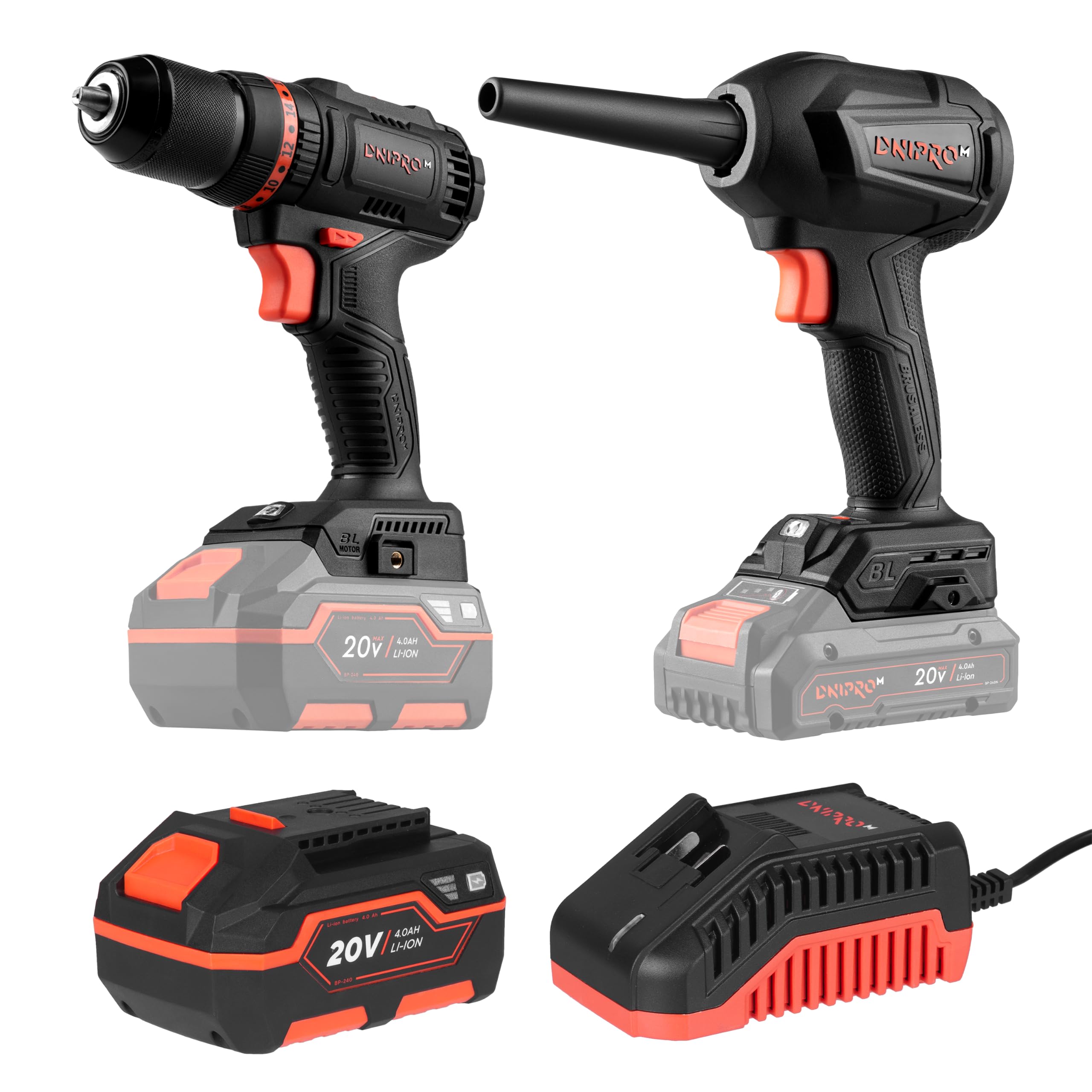 Dnipro-M Kit Taladro Atornillador y Soplador Brushless 20V
