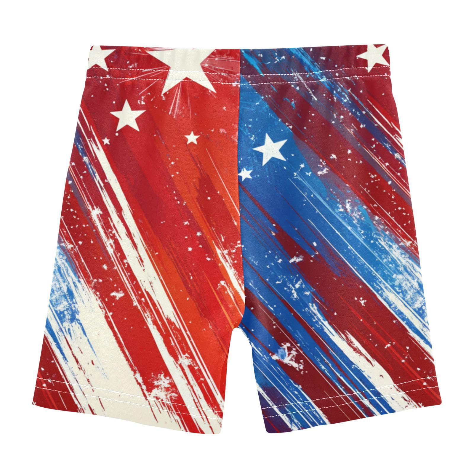 Caihoyu Girls Shorts Tight Cotton Compression Shorts Summer Clothes for Beach 4T Independence Day Red and Blue Stars